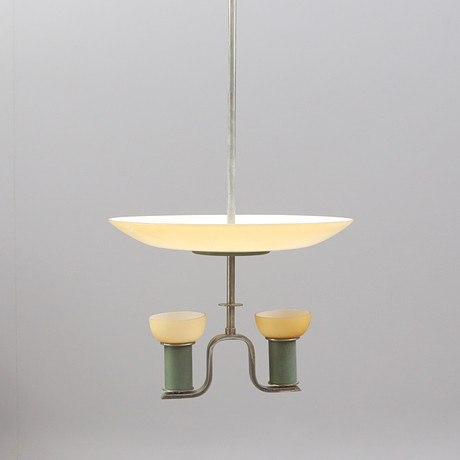 ERIK TIDSTRAND. TAKLAMPA, glas/metall, Art Deco, NK, modellnummer 29378, år 1937. på auktion hos Kalmar Auktionsverk