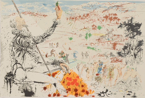 SALVADOR DALÍ. "Don Quixote l'âge d'or", färglitografi, signerad samt numrerad 266/300. på auktion hos Formstad Auktioner