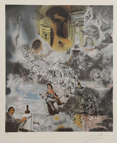 SALVADOR DALÍ. "Il Concilio Ecumento", färglitografi, signerad samt numrerad 131/300. på auktion hos Formstad Auktioner