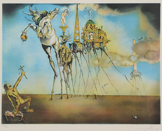SALVADOR DALÍ. "The Temptation of St. Anthony", färglitografi, signerad samt numrerad 213/300. på auktion hos Formstad Auktioner