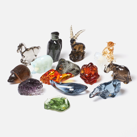 PAUL HOFF. Figurines, 11 pcs, Birds Kosta Boda for WWF. Glass