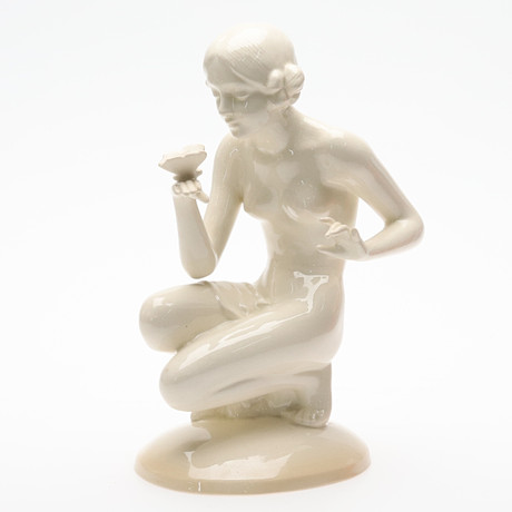 ESTHER EPPENS. Sculpture, form of naked sitting woman, terracotta