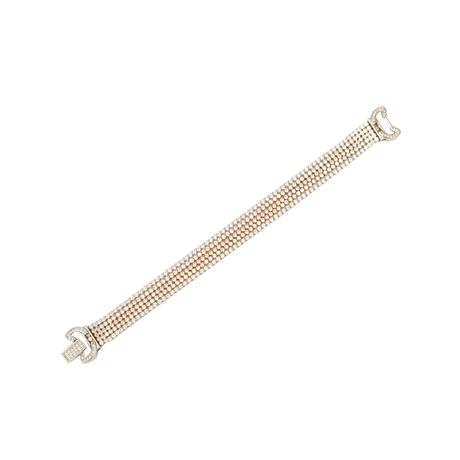 Armband i trefärgat silver med kubiska zirkonior.