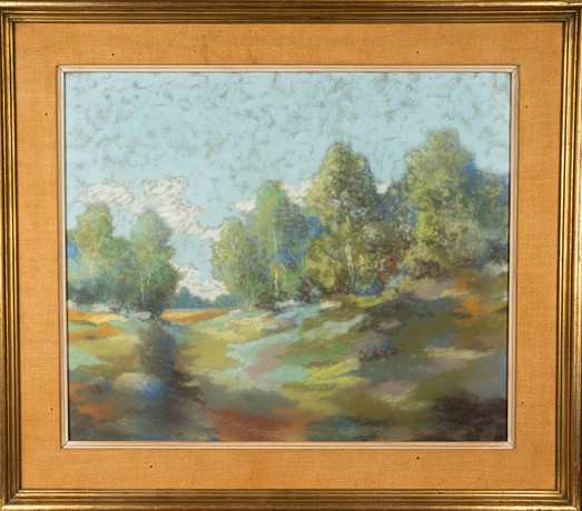 OIDENTIFIERAD KONSTNÄR. Pastell på papper, Landskapsmotiv, Signerad 1900-tal. på auktion hos Norrlands Auktionsverk