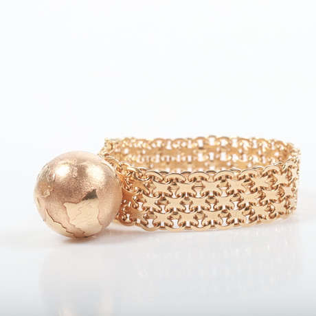 ARMBAND, x-länk med kulhänge, 18 K guld.