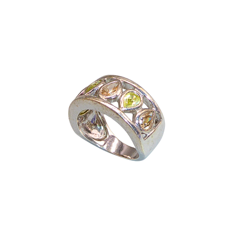 RING I 925 SILVER MED FÄRGADE ÄDELSTENAR.