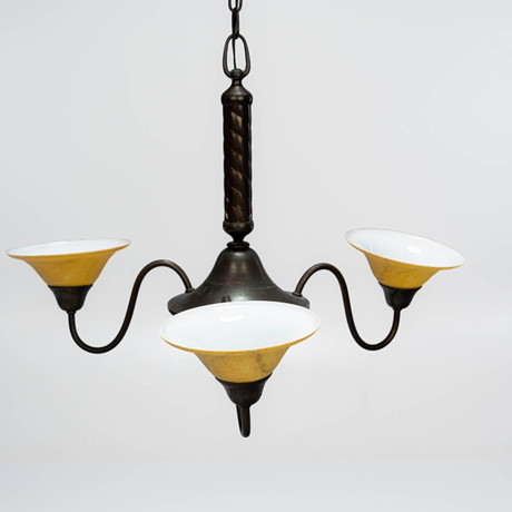 Taklampa, Tre-armad, Art Deco.