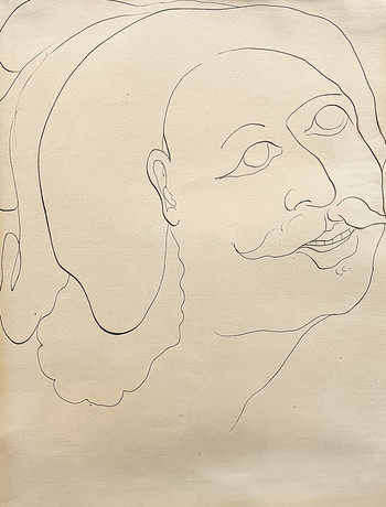 ERNST JOSEPHSON. TUSCH på papper, "Halvprofil åt höger". på auktion hos Auktionshuset STO Bohuslän