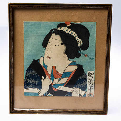 TOYOHARA KUNICHIKA. Färgträsnitt, Japan. på auktion hos Handelslagret Auktionsservice