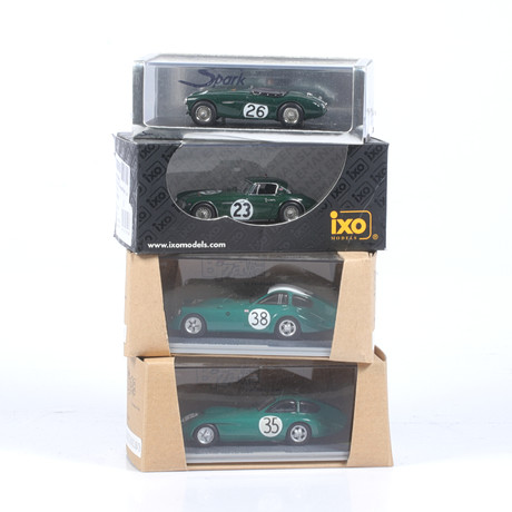 MODELLBILAR, 4 st, metall/resin. Bl.a. Bristol 450 LM, olika tillverkare, skala 1:43.