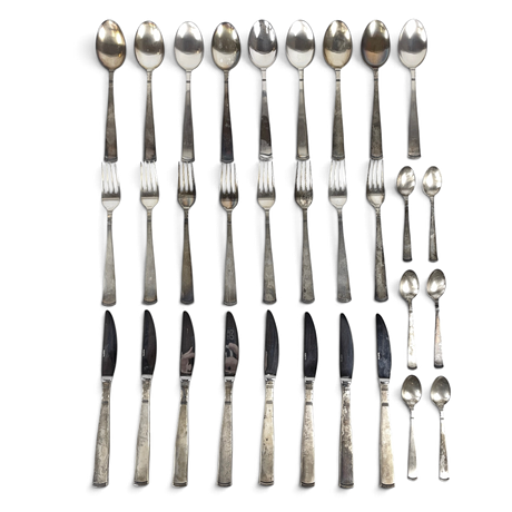 JACOB ÄNGMAN. "Rosenholm", bestickservis, 31 dlr, silver, GAB, Stockholm, Eskilstuna, 1945-1977. på auktion hos Roslagens Auktionsverk