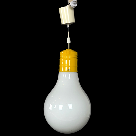 TAKLAMPA. "Kolv", glas/metall, IKEA, 1970-tal.