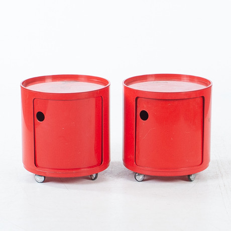 ANNA CASTELLI FERRIERI. Sängbord/byråar, ett par, modell "Componibili", Kartell/Husqvarna, Italien/Sverige, 19 på auktion hos Laholms Auktionskammare