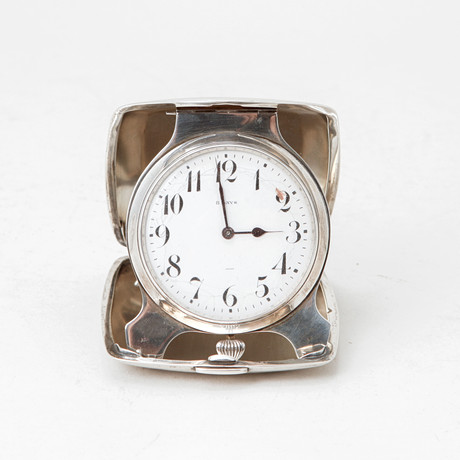 MATTHEW NORMAN. Table clock/travel clock, brass, model 