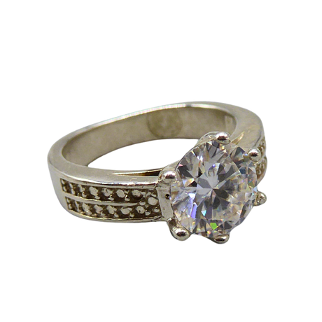 RING I 925 SILVER INFATTAD MED EN MOISSANITE PÅ 2CT, CERTIFIKAT BIFOGAS.