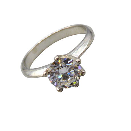 RING I 925 SILVER INFATTAD MED EN MOISSANITE PÅ 1 CT, MED CERTIFIKAT.