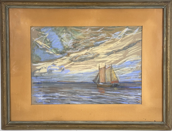 HARALD LINDBERG. "Under sommarhimlen", pastell på papper, signerad. på auktion hos Roslagens Auktionsverk