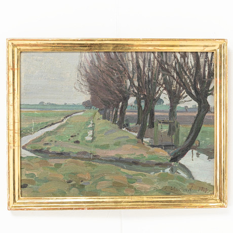 ALFRED HEDLUND. Olja på pannå, landskap, signerad & daterad 1912. på auktion hos Handelslagret Auktionsservice
