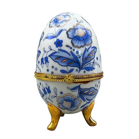 PORSLINSÄGG MED UPPHÄNGNINGSBART LOCK OCH BLÅTT DEKOR.