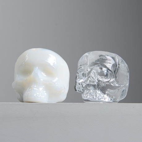 LUDVIG LÖFGREN. Ljuslyktor, "Still life skull", 2 st, Kosta Boda.