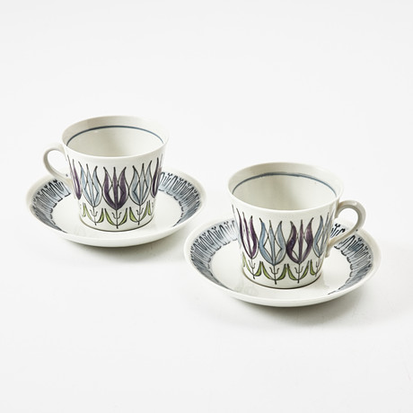 TEA CUPS & DISHES, 12 pieces, 