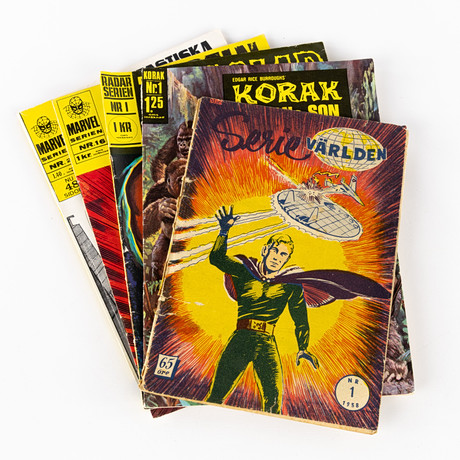 SERIETIDNINGAR, 5 st, bl a Marvelserien. på auktion hos Karljohan Auktioner