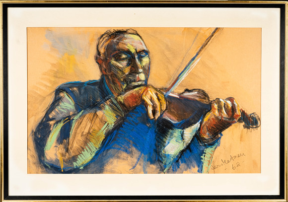 FIGURINE, violin player, Capodimonte, Italy. Ceramics & Porcelain