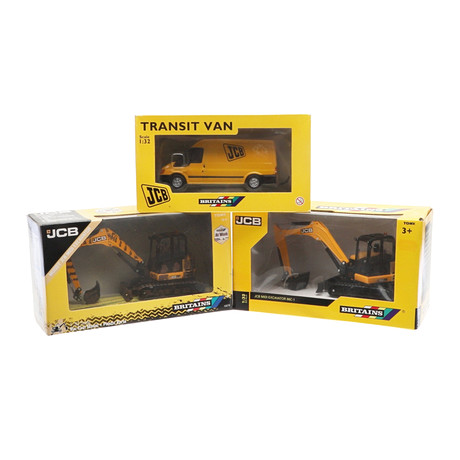 BRITAINS - JCB GRÄVMASKIN I KARTONG & ANDRA FÖREMÅL.