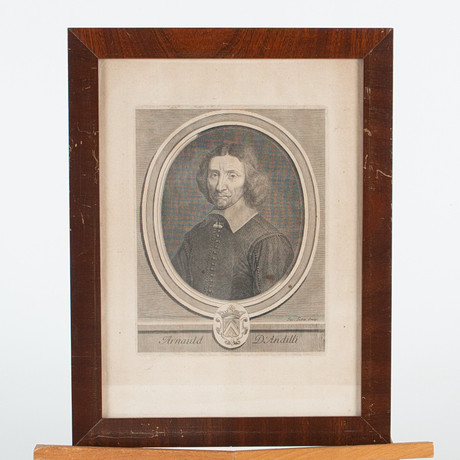 JACQUES LUBIN (1637–1695), efter förebild från 1600-talet. Kopparstick föreställande Antoine Arnauld d'Andilly på auktion hos Laholms Auktionskammare