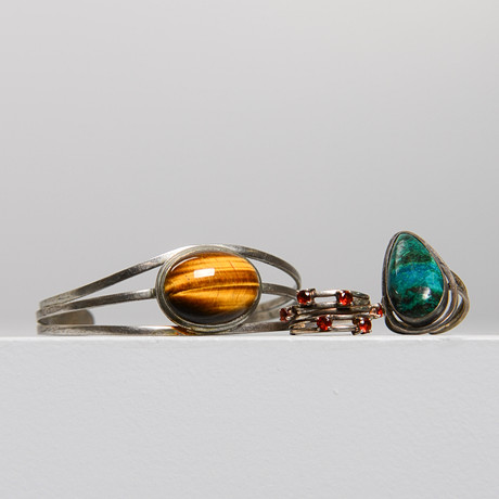 ARMBAND & RINGAR, 3 delar, sterlingsilver. på auktion hos Formstad Auktioner