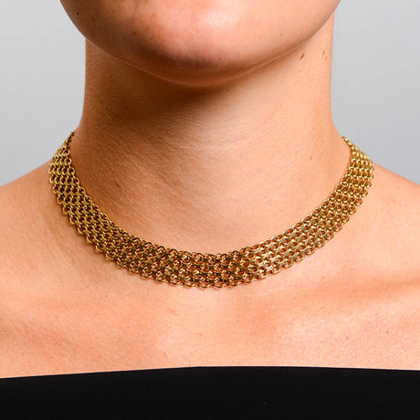 COLLIER, 18K guld, X-länk, August Mikkov, Stockholm, 1968. på auktion hos Formstad Auktioner