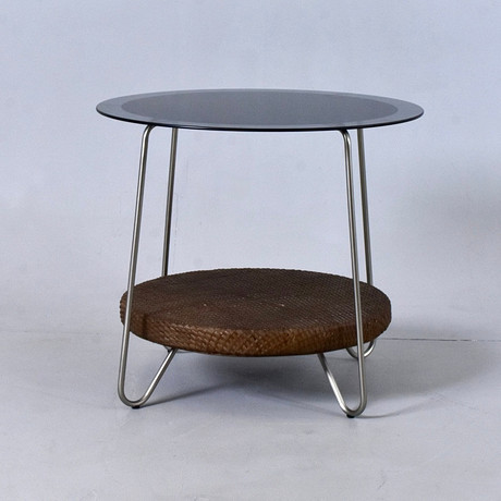 SOFFBORD, metall med glasskiva, IKEA Melbu. på auktion hos Halmstads Auktionskammare