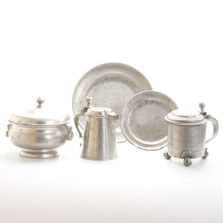 TENNFÖREMÅL, 5 delar, 1700/1800-tal. på auktion hos RA Auktionsverket Norrköping