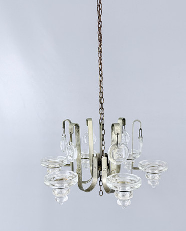 ERIK HÖGLUND. LJUSKRONA, metall, glas, 1900-tal.