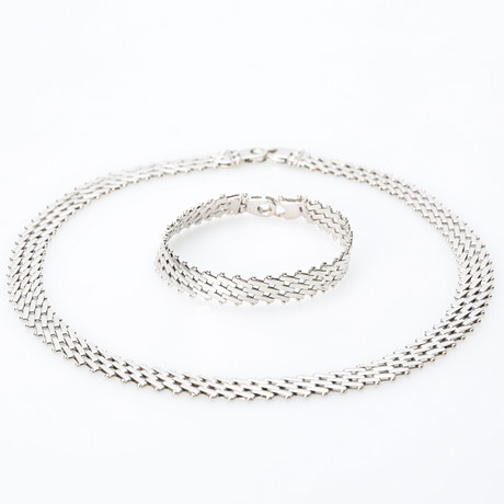 COLLIER och ARMBAND, 2 delar, 18 k vitguld, Svedbom.
