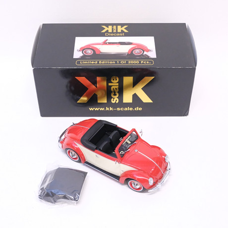KK-SCALE. MODELLBIL, "1949 VOLKSWAGEN BEETLE 1200 HEBMÜLLER CABRIOLET". SKALA 1:18.