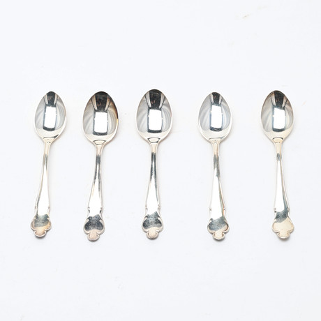 KAFFESKEDAR, 5 stycken, "Disa", silver. på auktion hos Uppsala Auktionskammare