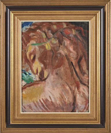 JULES SCHYL. Porträtt av kvinna, olja på duk, signerad Schyl. på auktion hos Stockholms Auktionsverk Magasin 5