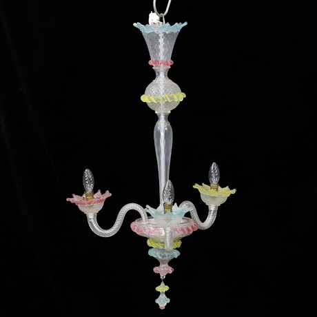 TAKLAMPA, glas, venetiansk, 1900-talets mitt.