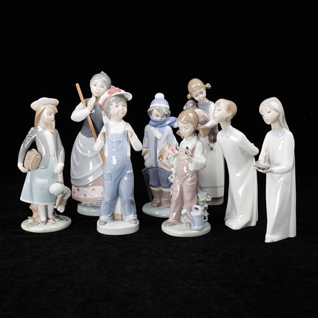 FIGURINER, 8 st, porslin, Lladro, Spanien.