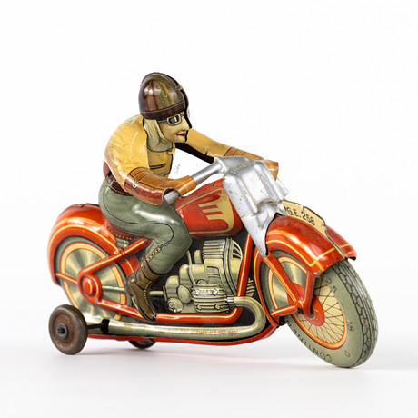 MEKANISK LEKSAK. "Trick Motorcycle", G-258, ca 40/50-tal, Technofix, Tyskland. på auktion hos Karljohan Auktioner