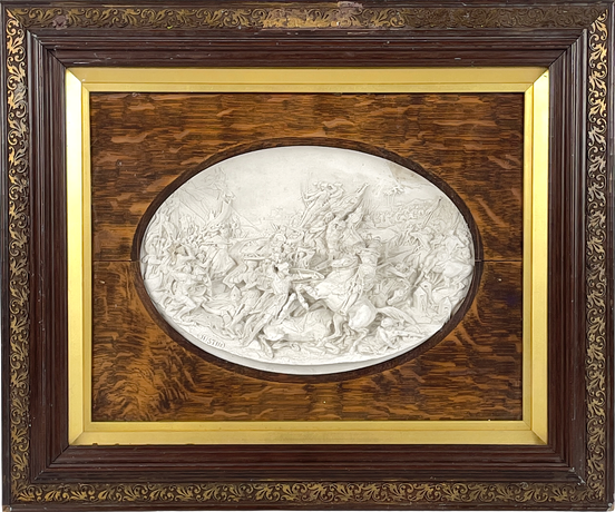 JUSTIN MATHIEU (1796-1864). Gipsrelief, bataljscen, signerad Justin. på auktion hos Roslagens Auktionsverk