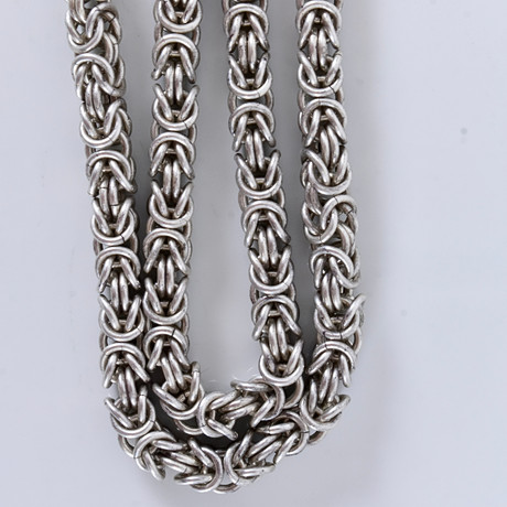 HALSKEDJA, kraftig kejsar, sterlingsilver. på auktion hos Halmstads Auktionskammare