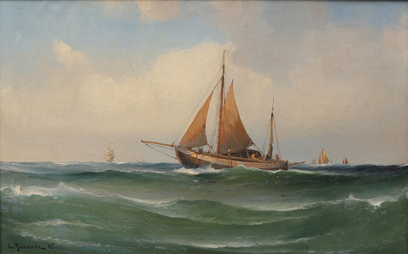 LUDVIG RICHARDE. Fiskeskuta till havs, olja på duk, signerad och daterad -05. på auktion hos Crafoord Auktioner Malmö