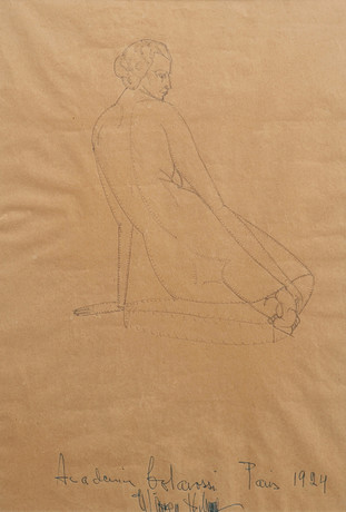 WIWEN NILSSON. GRAFIT PÅ PAPPER, AKTSTUDIE, SIGNERAD OCH DATERAD 1924. på auktion hos Crafoord Auktioner Lund