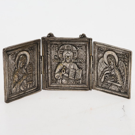RESEIKON, triptyk, mässing, Ryssland 1800/1900-tal. på auktion hos Örebro Stadsauktioner