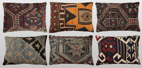 KUDDFODRAL. Parti kuddfodral 6st, anatoliska Kelim fragment, 70 x 50 cm. på auktion hos Gomér & Andersson Jönköping