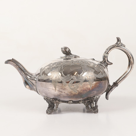 A pewter teapot by James Dixon & Sons, Sheffield, England 18th