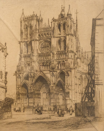CAROLINE HELENA ARMINGTON. "LA CATHEDRALE D' AMIENS", ETSNING. på auktion hos Björnssons Auktionskammare