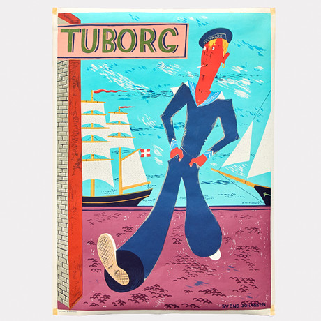 SVEND JOHANSEN. Reklamaffisch, "Tuborg" 1950-tal. på auktion hos Uppsala Auktionskammare